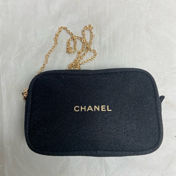 CHANEL Handbags - Chanel Black Small Cosmetic Pouch- Crossbody 7.5in x 4.5in x 2.5in